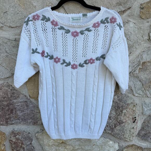 Vintage 90s Shenanigans short sleeve sweater size SMALL - Picture 2 of 5